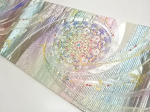華紋に抽象鳥・蝶・花模様織出し袋帯